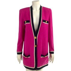 Vintage 90s ST. JOHN Cardigan Sweater Blazer M Old Money Knit Jacket Long Y2K